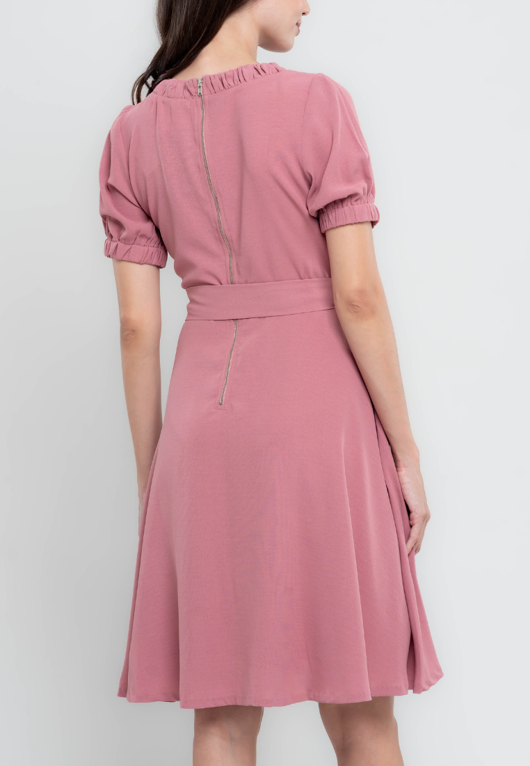 Anne Garterized Neckline A-Line Dress