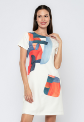 Arabella Abstract Brush Strokes With Pocket Detail Dress