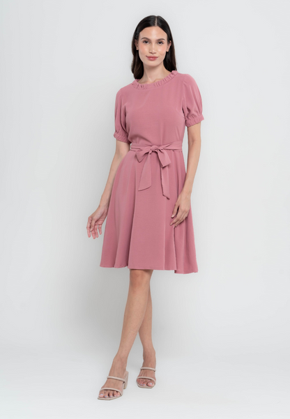 Anne Garterized Neckline A-Line Dress