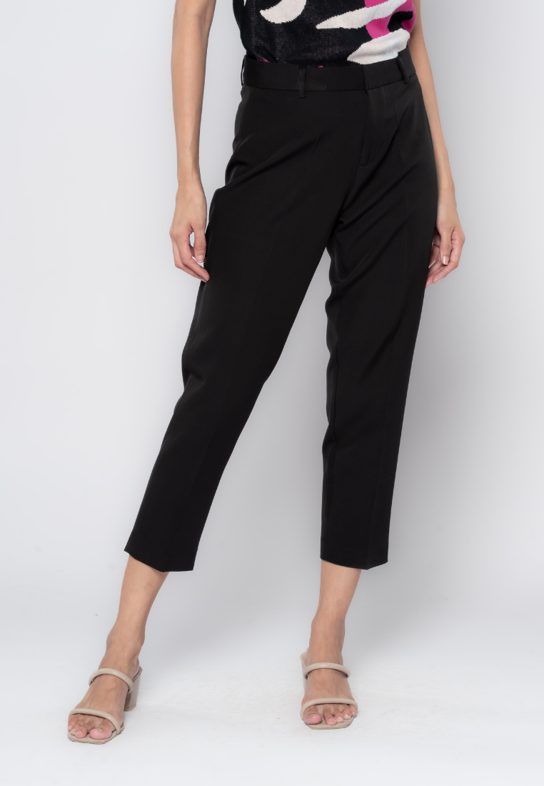 Uneven Waistband Detailed Slim Formal Pants