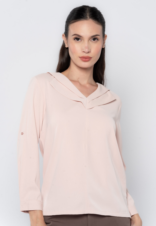 Double V-Neck Collar Flap Blouse