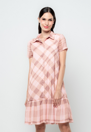 Alyssa Checkered Print Drop Waist Dress