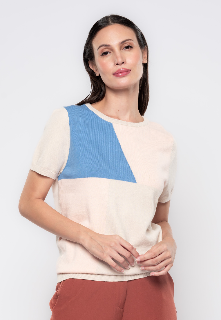 Beatrix Geometric Flat knit Top