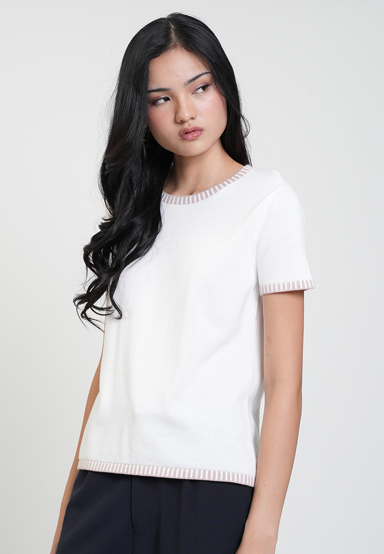 Valeena Stripe Trim Classic Knit