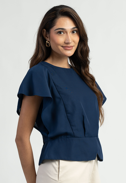 Aloura Peplum Black Blouse Top