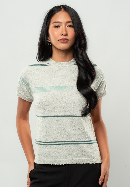 Rachel Textured Stripe Short Sleeve Top