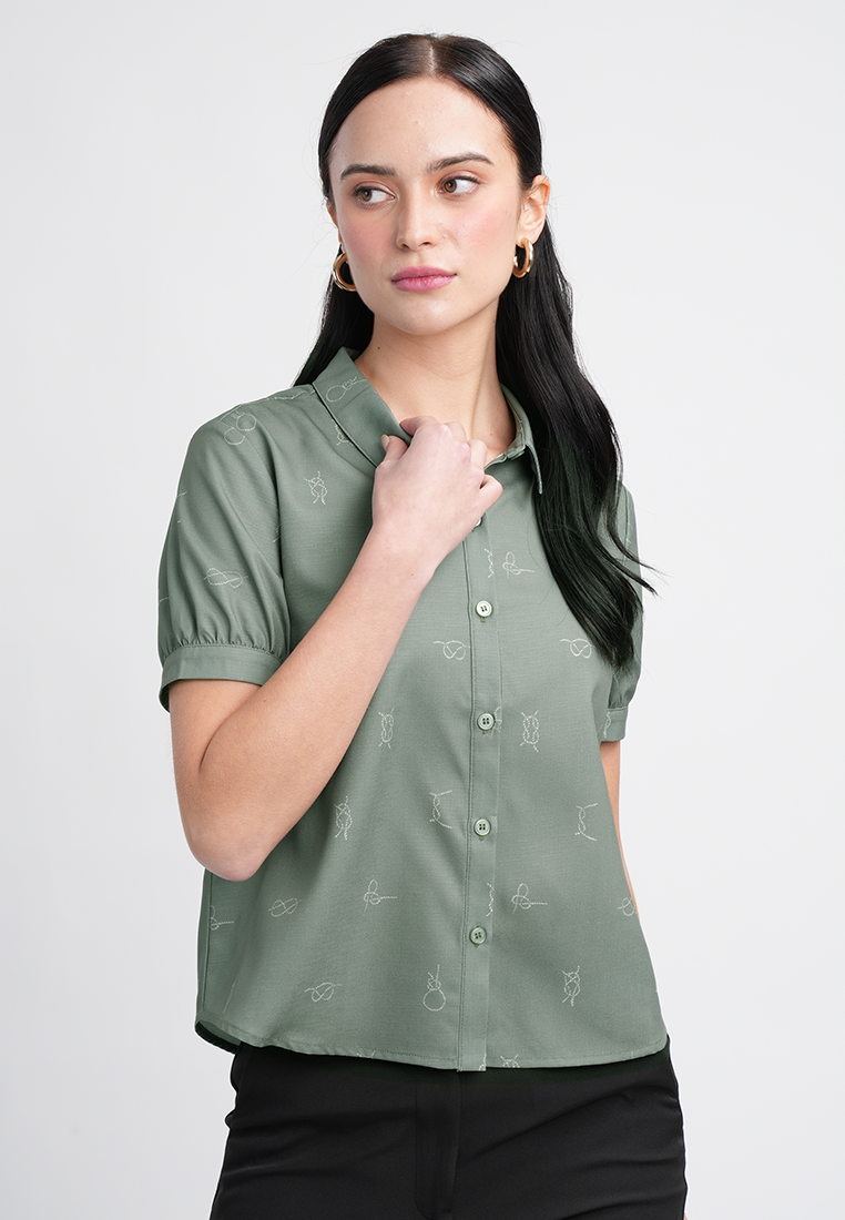 Cady Collared Button-Up Top
