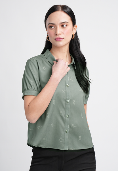Cady Collared Button-Up Top