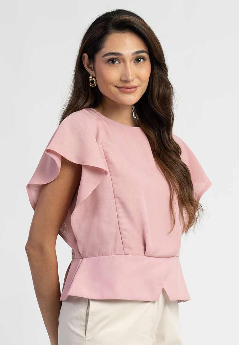 Aloura Peplum Black Blouse Top