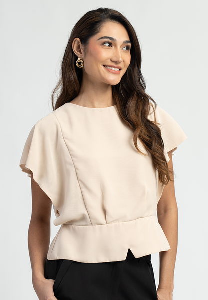 Aloura Peplum Black Blouse Top