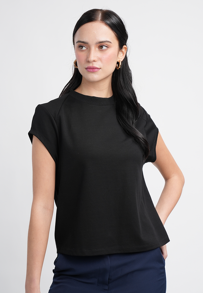 Emily Classic Black Crew Neck Top