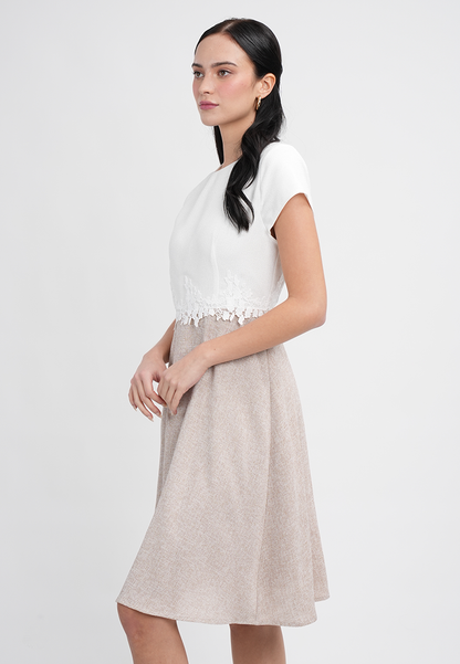 Kylie Elegant Two-Tone A-Line Dress