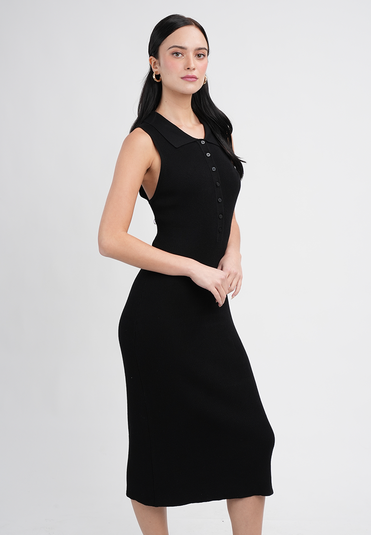 Vivian Collared Sleeveless Midi Sheath Dress