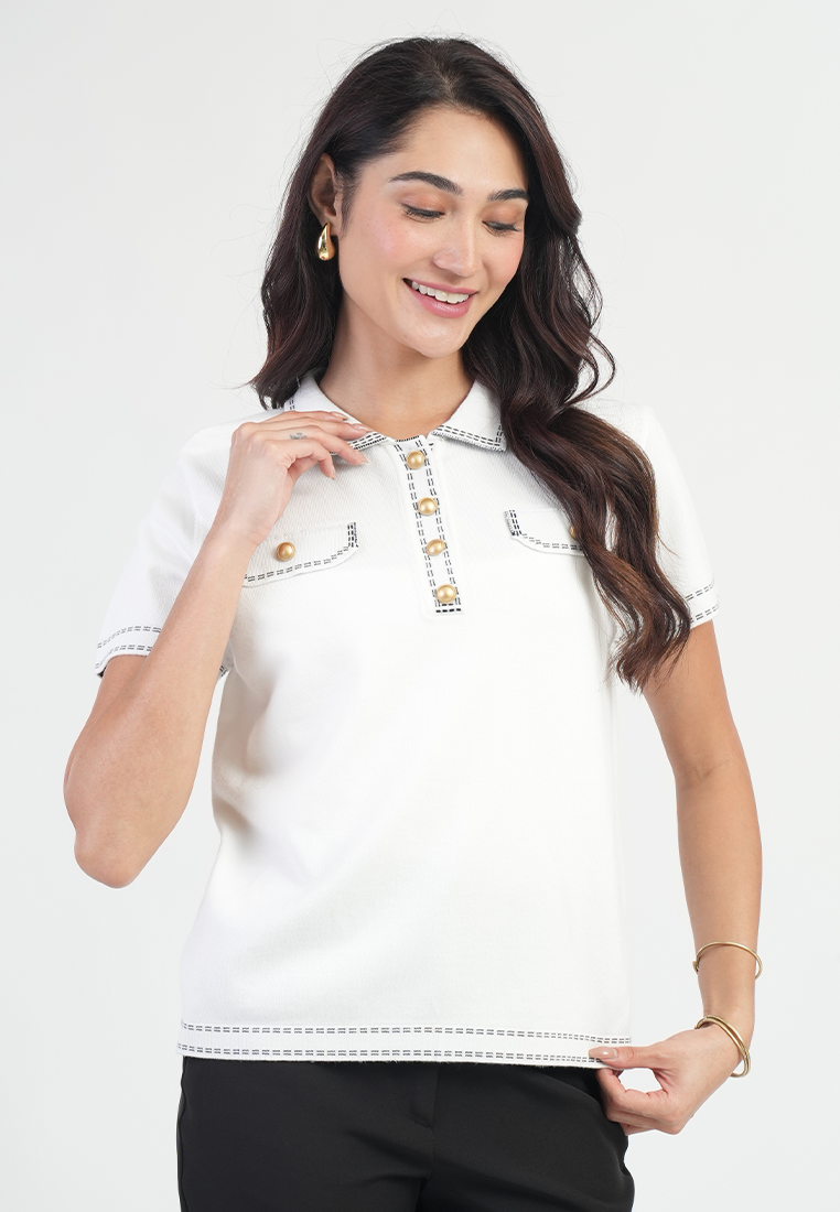 Charmie Contrast-Stitch Utility Top