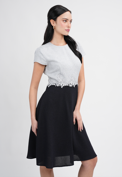 Kylie Elegant Two-Tone A-Line Dress