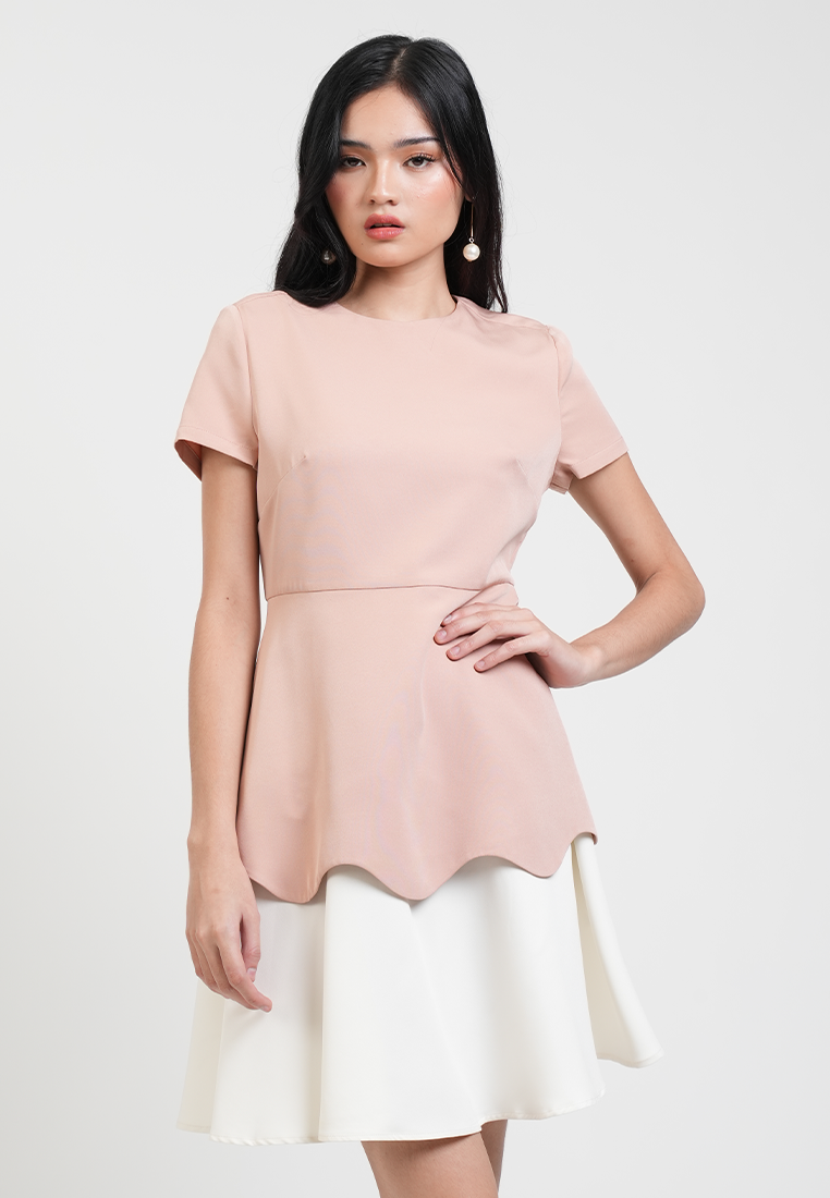 Celeste Round Neck Two-Tone A-line Dress