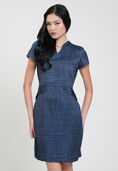 Aleena Grid Print Sheath Dress