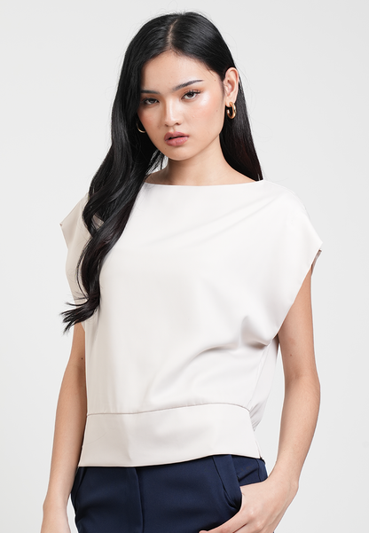 Felicity Bateau Neck Silk-Finish Blouse