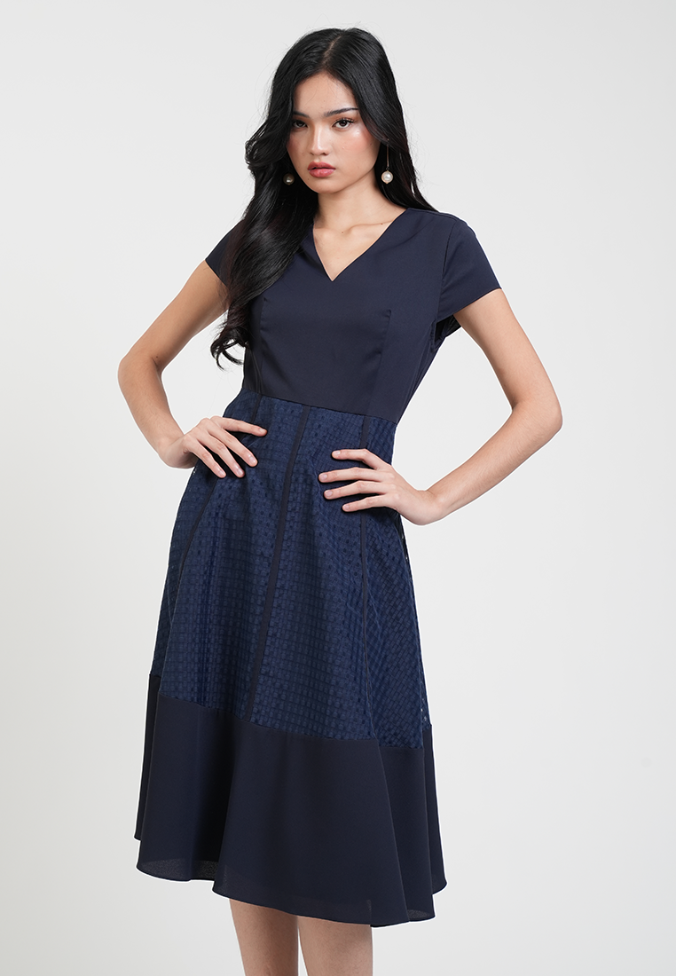 Portia V-neck Mesh Detail Dress