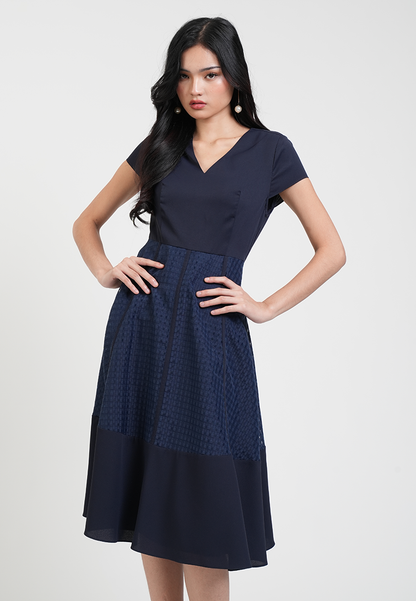 Portia V-neck Mesh Detail Dress