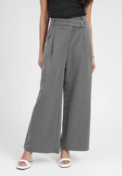Kira Asymmetric Overlap Wide-Leg Trousers