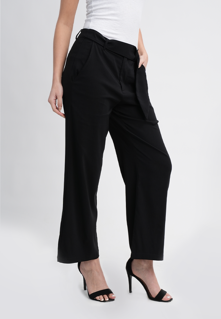Hannah High-Waisted Wide Leg Belted Trousers