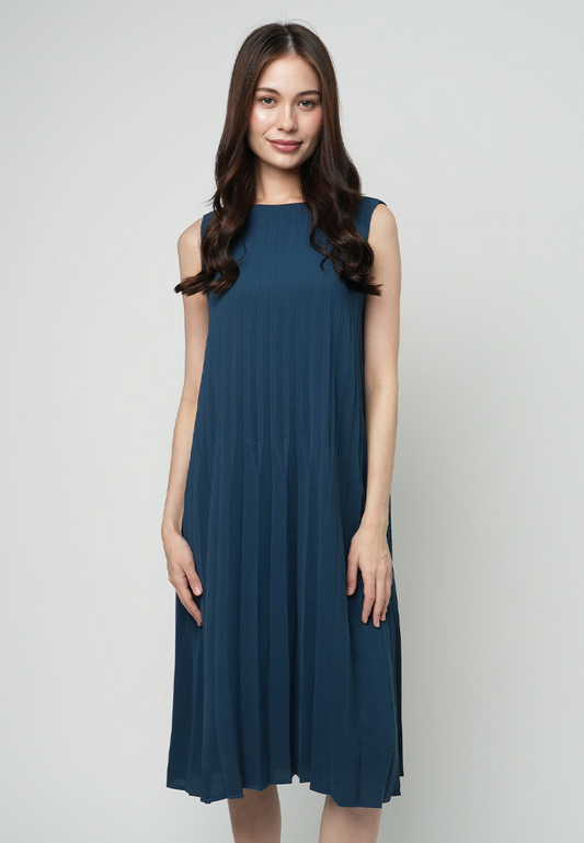 Kolby Cut-Out Pleats Sleeveless Dress