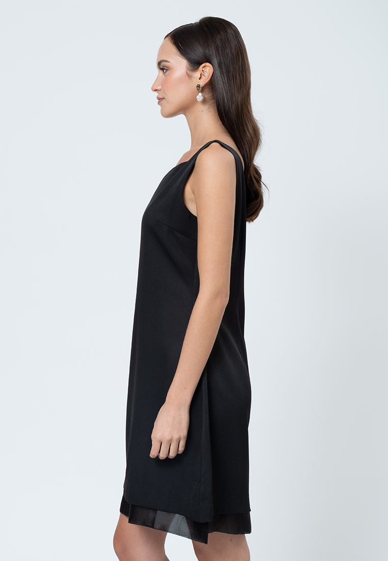Sabine Sleeveless Dress with Organza Hem Layering Detail