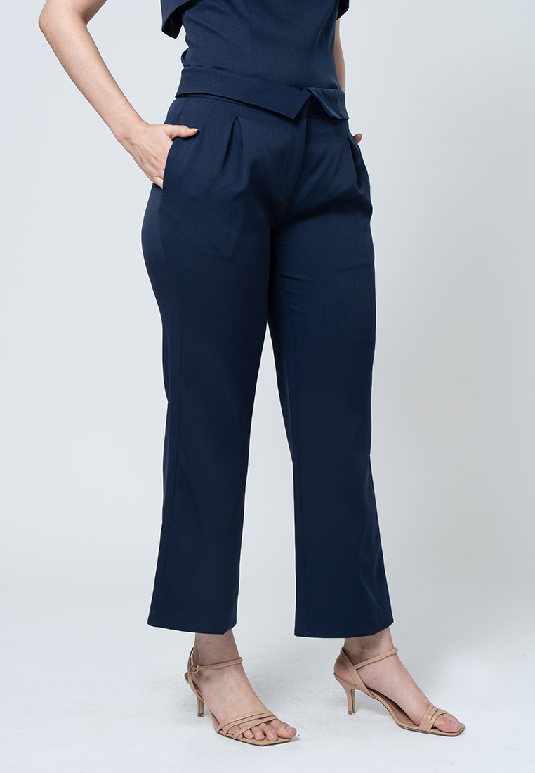 Vittoria Overlapped Waistband Pants with Pleats