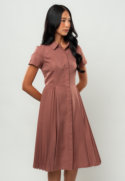 Maia Pleated Collared A-line Dress