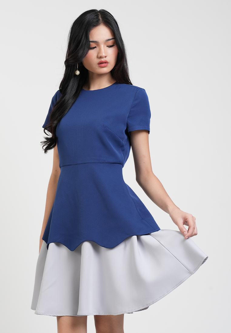 Celeste Round Neck Two-Tone A-line Dress