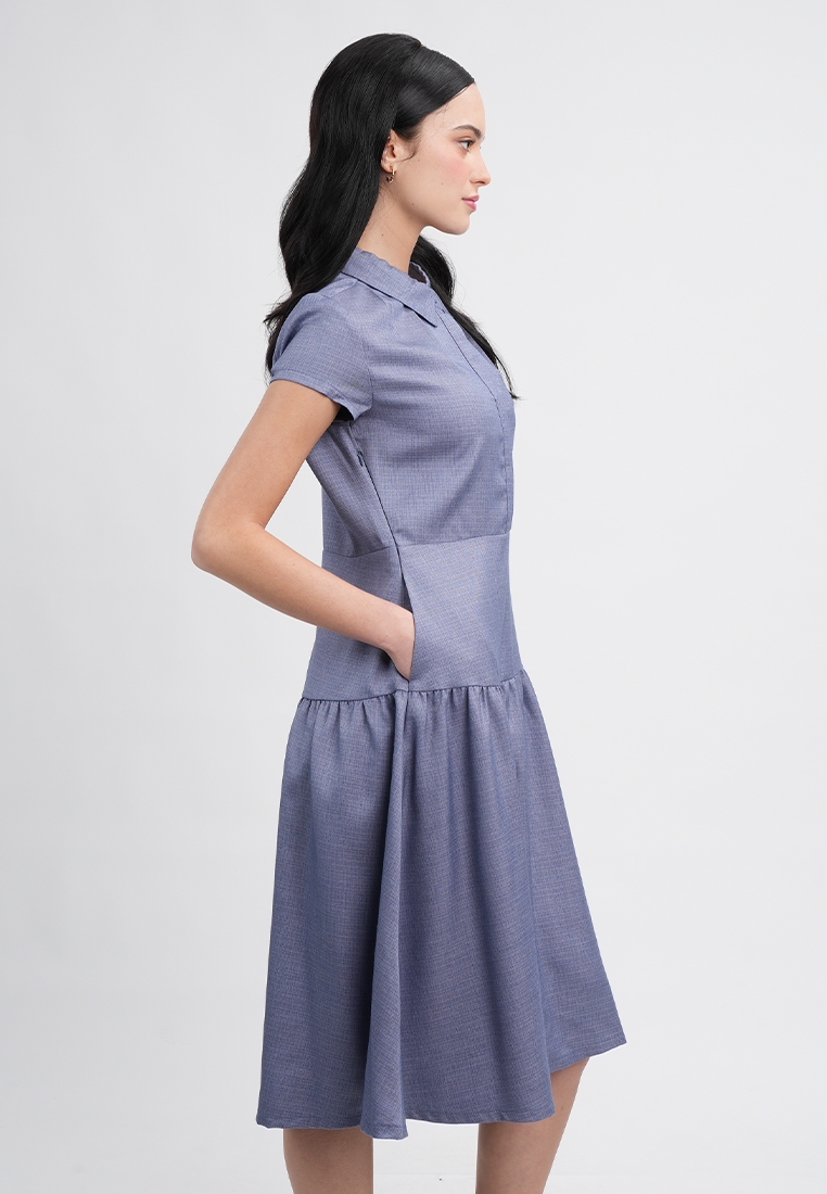Adeline Dress with Pleated Shoulder