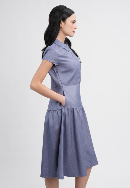 Adeline Dress with Pleated Shoulder