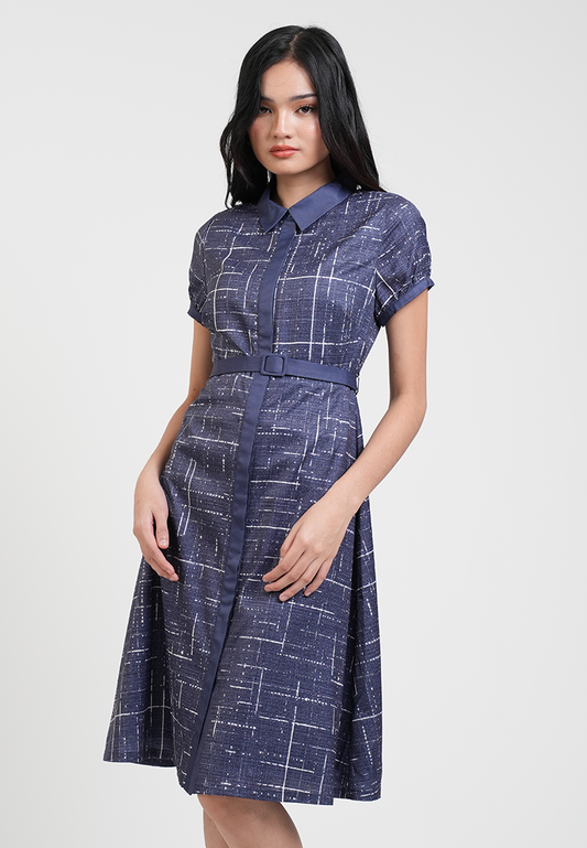 Adele Belted Collared A-Line Dress