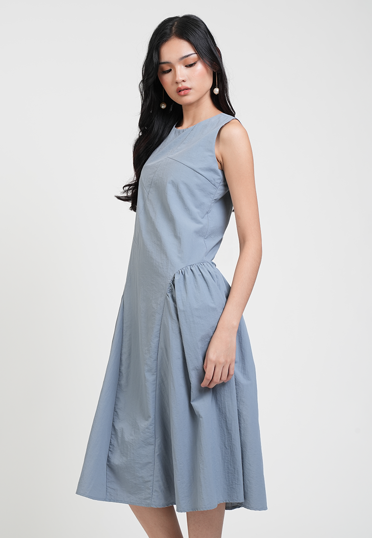 Reign Textured Side Pleat A-line Dress