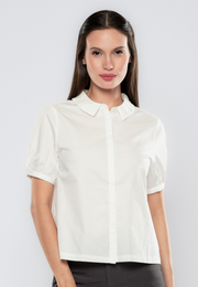 Eloise Pleated Collared Cotton Blouse