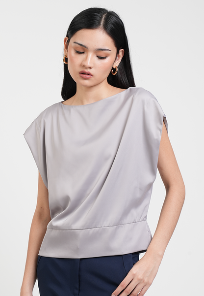 Felicity Bateau Neck Silk-Finish Blouse