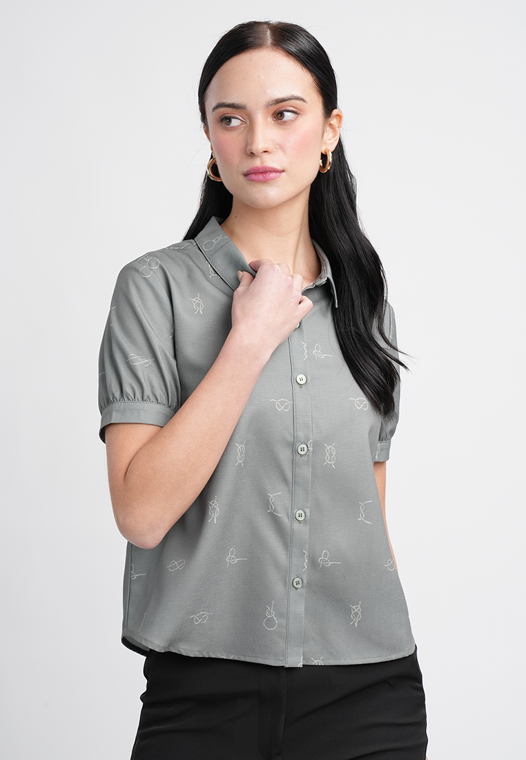 Cady Collared Button-Up Top