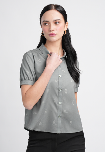 Cady Collared Button-Up Top