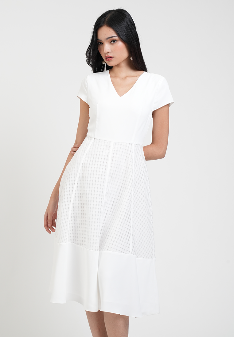 Portia V-neck Mesh Detail Dress