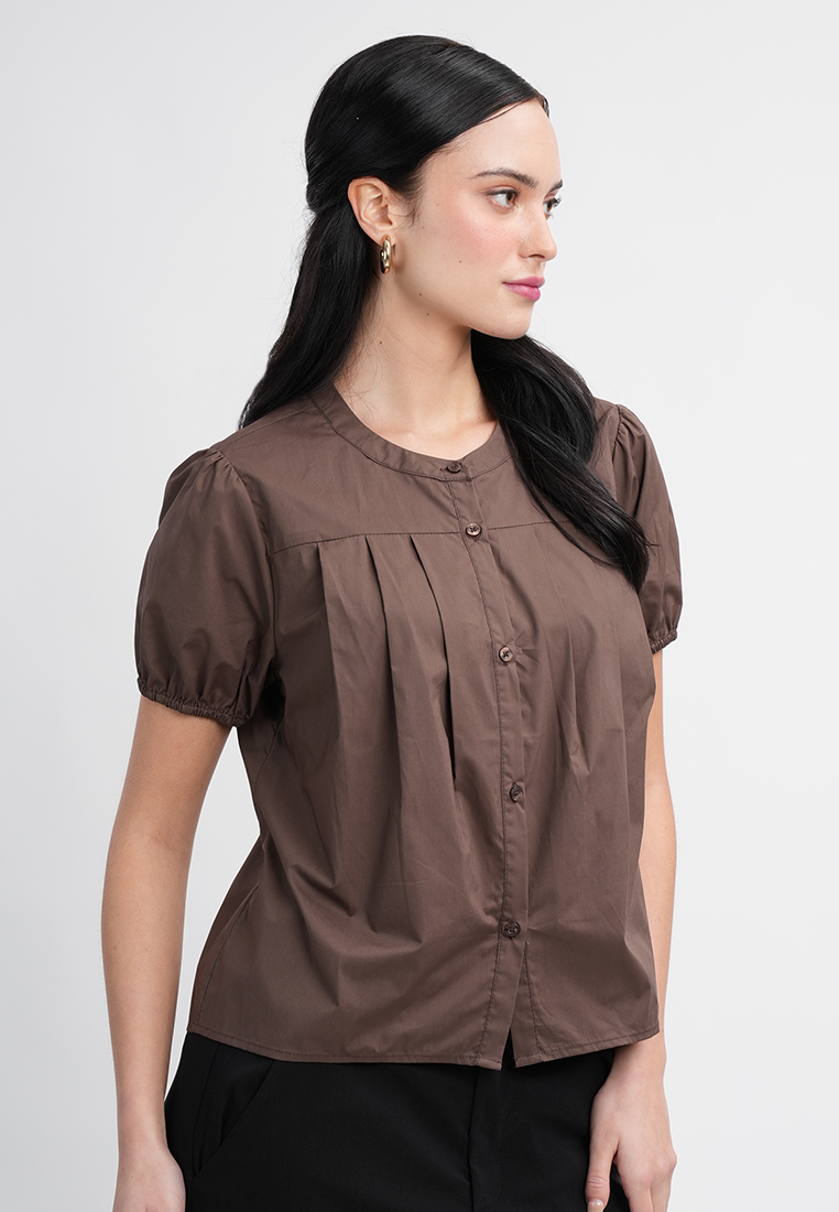 Sarah Button-Down Puff Sleeve Blouse