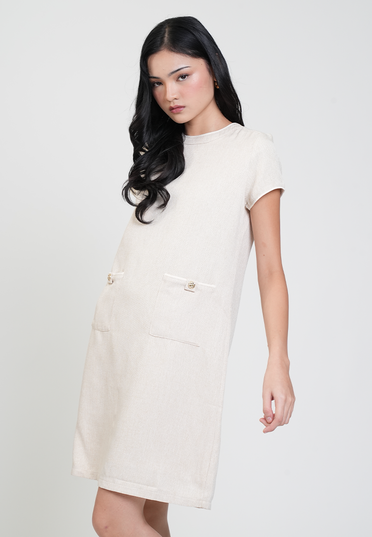 Eleanor Crew Neck Pocket Detail Shift Dress