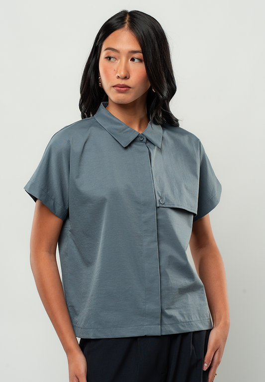 Katrine Asymmetric Collared Top