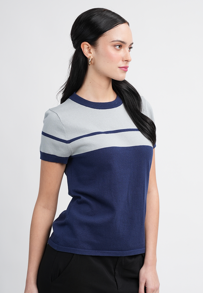 Charlene Monochrome Short Sleeve Knit Top