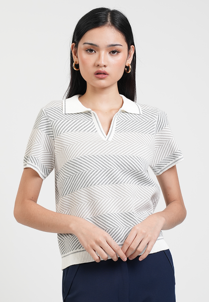 Sophie Short Sleeve Textured Polo Knit