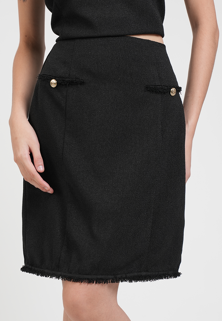 Solana Tweed Skirt with Pocket Accents