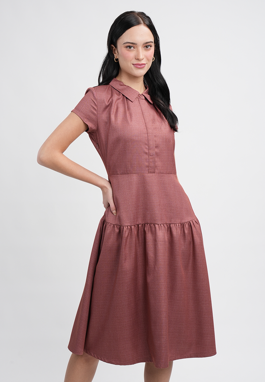 Adeline Dress with Pleated Shoulder