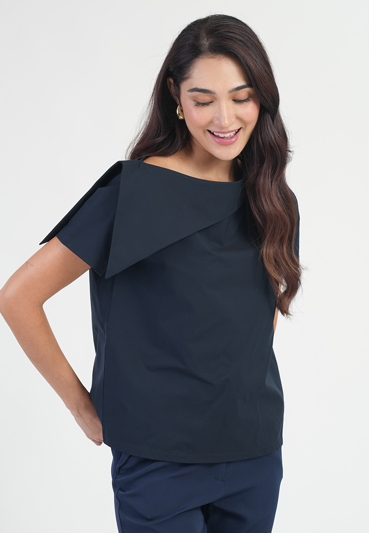 Blythe Asymmetric Cape Sleeve Top