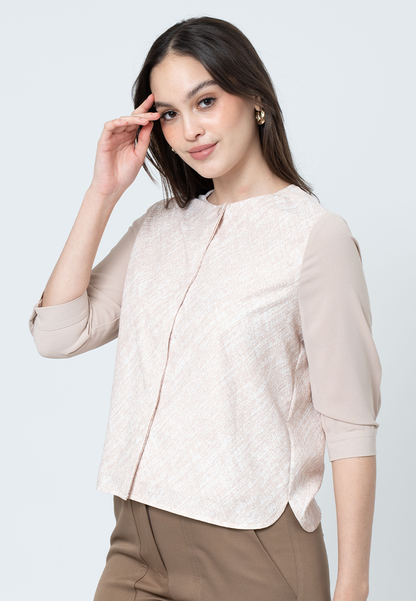 Immarra Hatching Printed Top with 3/4" Sleeves