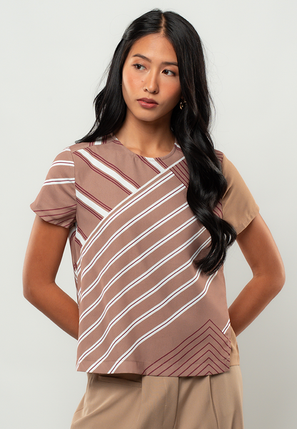 Monika Striped Short Sleeve Blouse